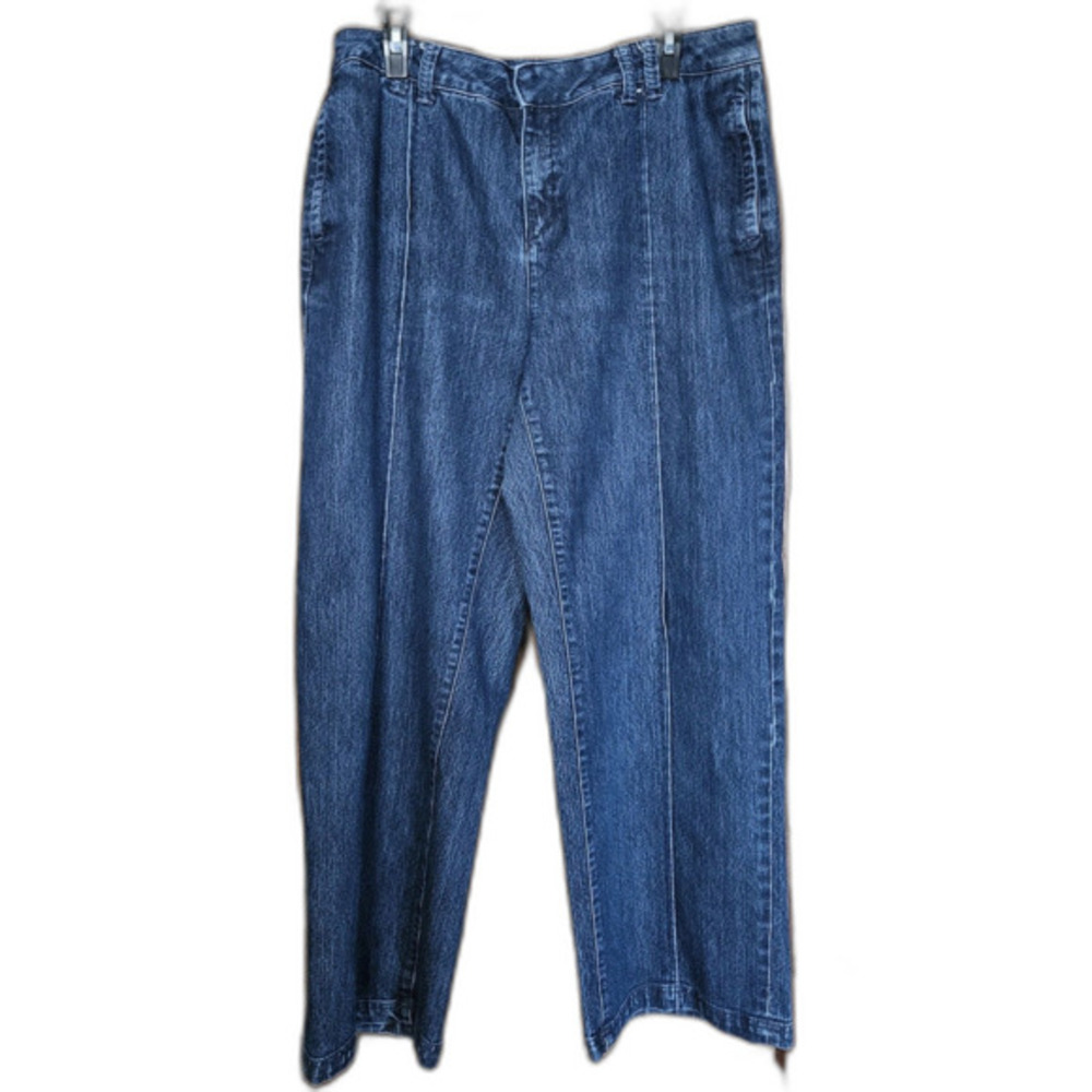 Coldwater Creek Jeans 14 Blue‎ Pipe Crease Jeans Hook & Look Relaxed Denim